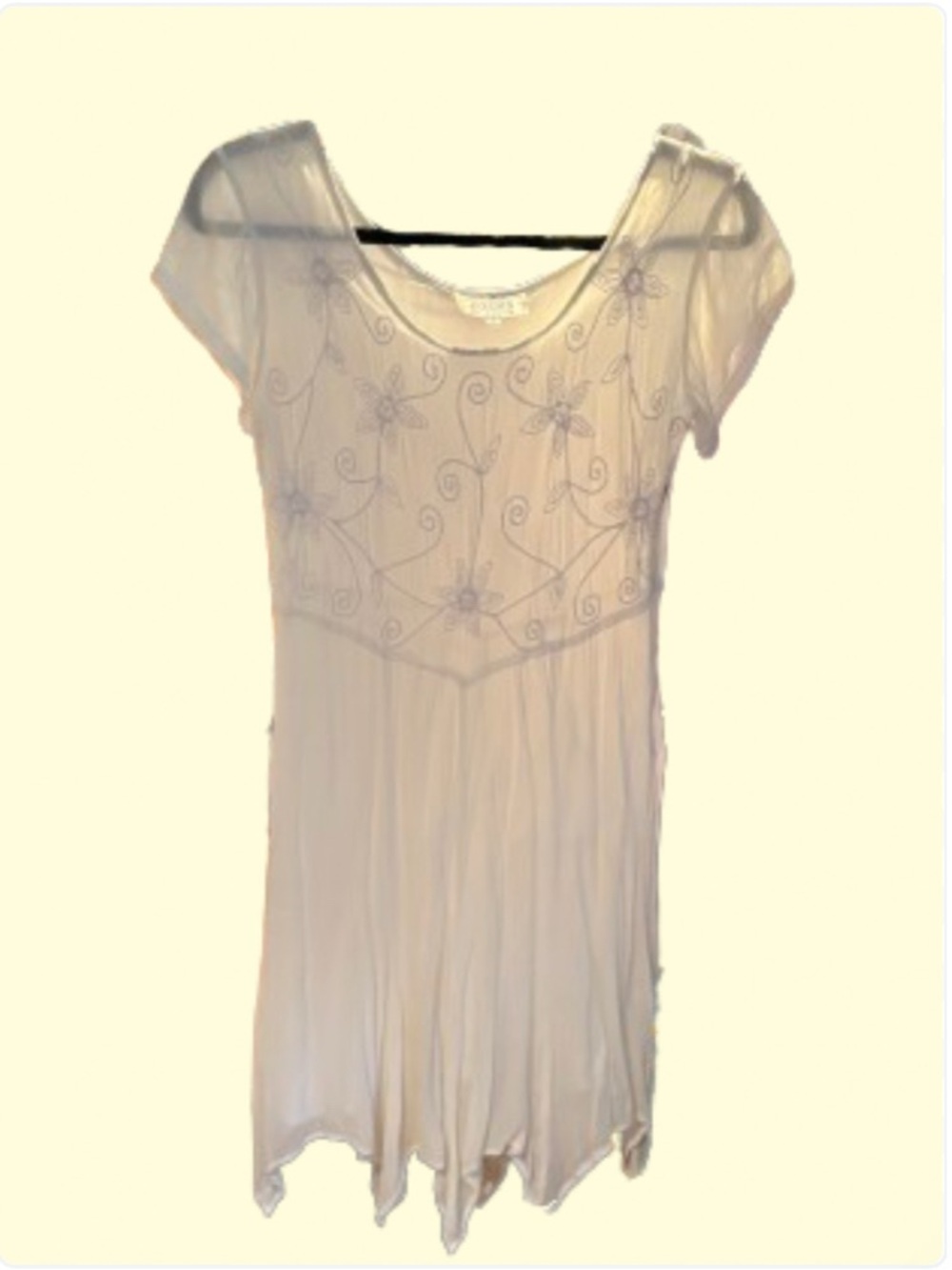 Vintage Embroidered Boho Cream Tunic Dress
